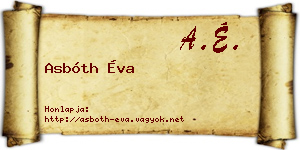 Asbóth Éva névjegykártya